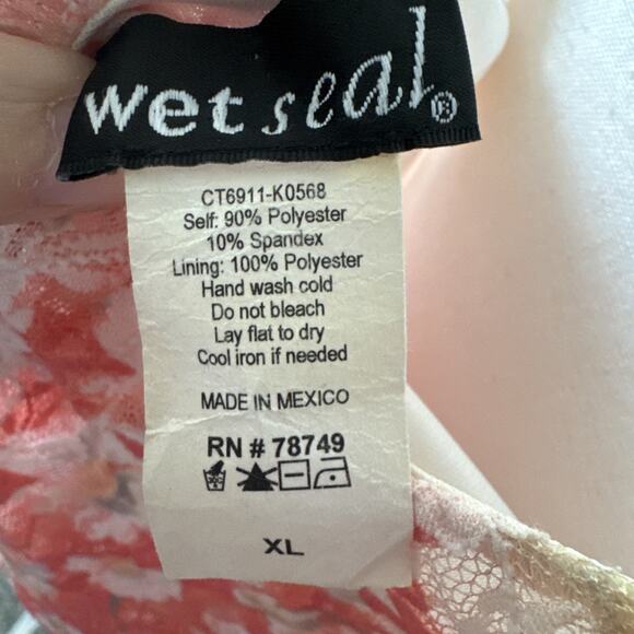 Vintage Wet Seal Floral Lace Tank Top XL Coral Layered Sheer Y2K Fairy Grunge - Picture 4 of 6